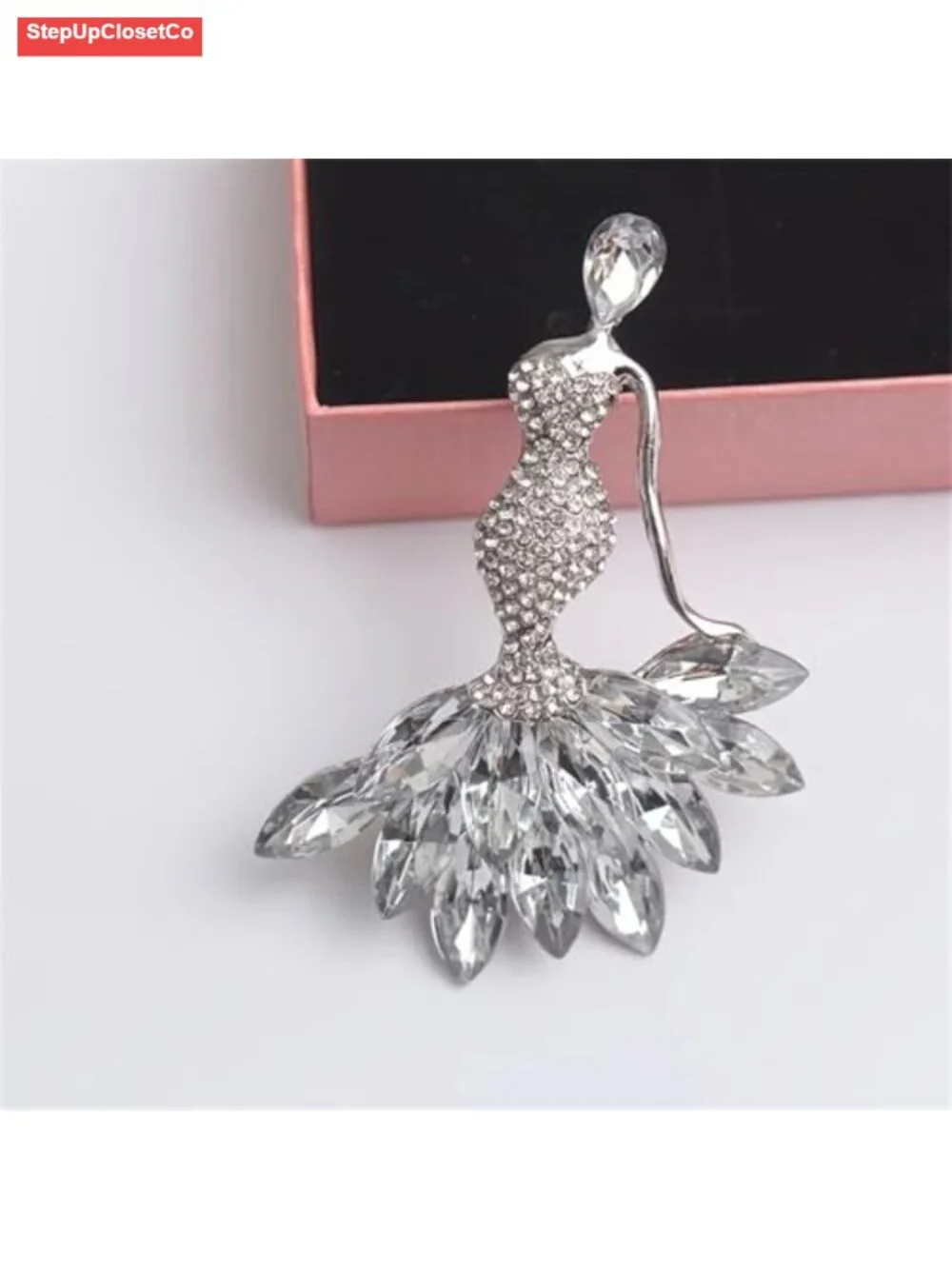 Rhinestone Lady Brooch Pin Colorful Crystal Lapel Pin Suit Collar Dress